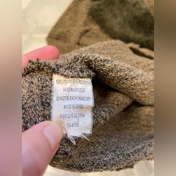 Vintage Green Faux Fur Collar Button Front Knit Cardigan Jacket Khaki Brown - Picture 5 of 6